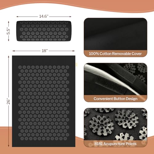 HOMLYNS Heated Acupressure Mat, 6 Heat Levels, 2-Hour Auto-Off