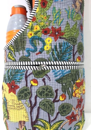 INDIAN CRAFT CASTLE Yoga Mat Bag | Tote Mat Bag | Sling Yoga Tote w/Large Side Pocket & Zipper Pocket | Yoga Mat Carrier Fits Most Size Mats - color: Multi grey
