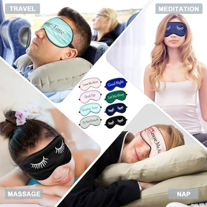 Geyoga 8 Pack Silk Funny Sleep Masks for Women Sleep, Retro Colors - color: Retro Colors