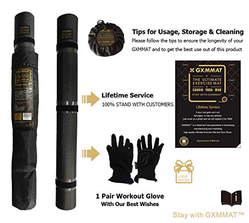 GXMMAT Large Yoga Mat 12'x6'/10'x6'/6'x8'(7mm) - color: Black Real, size: 6*10 FT