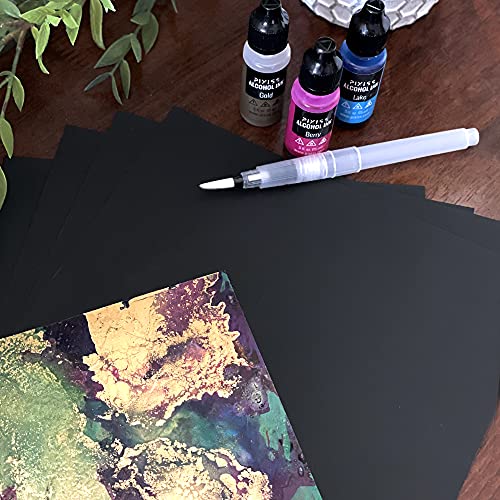 Pixiss Black Alcohol Ink Paper - 25 Sheets Heavy Weight Art Paper for Alcohol Ink & Watercolor - Extra Smooth Synthetic A4 5x7 Inches, 300gsm - size: 5x7 (25 Pack)