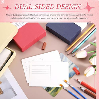 MECCANIXITY 40Sheets Watercolor Postcards, 100% Cotton 4"x6" Watercolor Paper Blank Postcard W Yellow Cap White Waistband Cold Pressed for Mailing Painting Invitation Card(140lb/300gsm) Yellow - color: Yellow