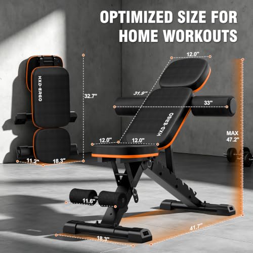 Adjustable Weight Bench for Home Gym, Foldable Workout Bench, Incline Bench