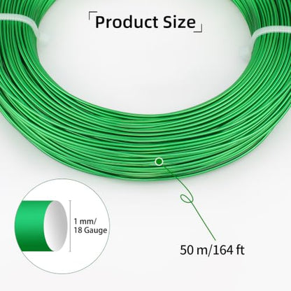 18 Gauge Aluminum Craft Wire, 164FT 1mm Bendable Metal Wire for Jewelry Making, Wreath Making, Beading(Grass Green) - color: Grass Green