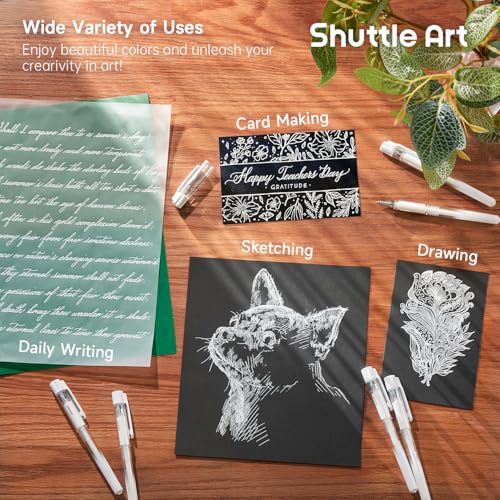 Shuttle Art White Gel Pens, 6 Pack 0.7mm, 1.0mm Gel Ink Pens Fine Point for Black Paper Highlighting Card Making Scrapbooking Coloring Writing Drawing Journaling Note Taking School Office Home - color: 6 White