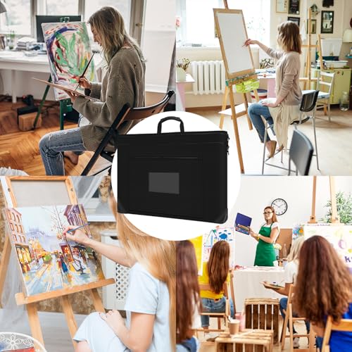 Art Portfolio Bag, 27.6 x 21.3 Inches Poster Board Storage with Shoulder, Handle Carry and 3 Pockets for Artwork Poster, Sketching, Art Portfolio, Drawing