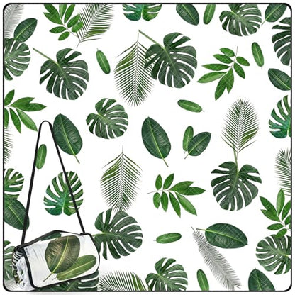 DEWUR Picnic Blankets 79"x79" Extra Large Outdoor Blanket Beach Blanket Waterproof SandProof Picnic Mat Washable Foldable Portable for Grass Lawn Beach Camping (Green Leaves) - color: Green Leaves
