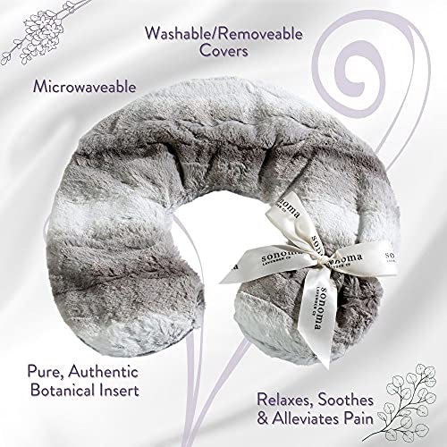 Sonoma Lavender Luxury Lavender Neck Pillow, Angora Platinum - color: Angora Platinum