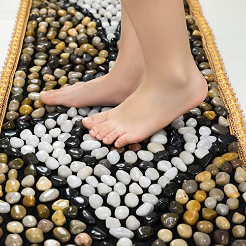 Pebbles Massage Mat, Reflexology Foot Massagers, Foot Pain Relief Massage Rock Pad, Relaxation Gifts for Parents or Friends (60"×15.7") - size: 60"×15.7"