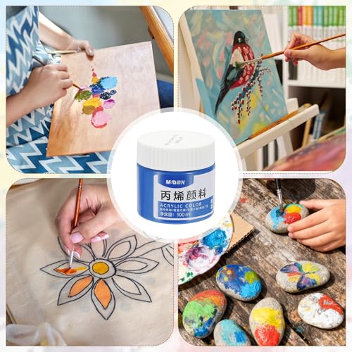 PATIKIL M&G Acrylic Paint, 3.38 Fl Oz(100ml) Matte Finish Rich Pigments Waterproof Art Painting Supplies for Fabric Canvas Wood Leather Stone Cloth, Cobalt Blue - color: Cobalt Blue