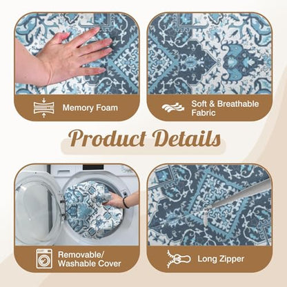 Knee Pillow for Back Sleeping – Half Moon Bolster Pillow for Legs,Under Knee While Sleeping Support, Leg & Back Pain Relief (21.5x9x5 Inches),Machine Washable Cover - color: Bohemia