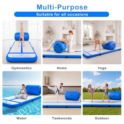 10FT Inflatable Gymnastics Tumbling Mat with 39.3 x 23.6 in Air Roller