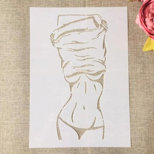 TIAMECH A4 Reusable Sexy Bikini Girl Stencil for Painting | Changing Clothes Layering Template, DIY Wall Art, Wood Furniture, Scrapbook & Crafts (8.3x11.7inch) - style: Sexy Bikini Girl