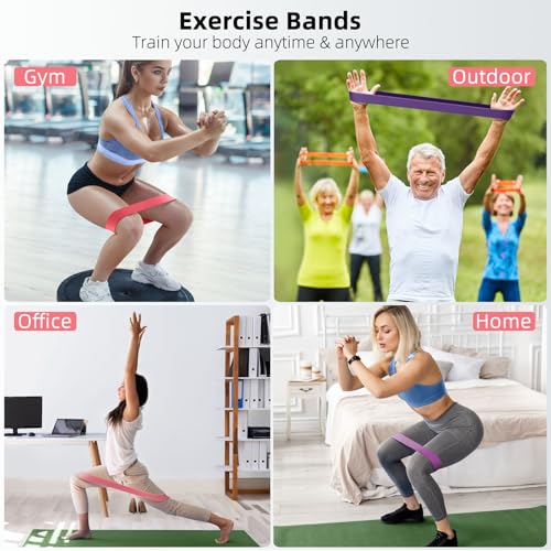 Resistance Bands for Working Out, 5-Pack Elastic Exercise Bands for Strength Training, Stretching, Workout; Home Gym Equipment for Women Men, Pilates Yoga Physical Therapy, Leg Glute Arm Exercise Kit - color: Red
