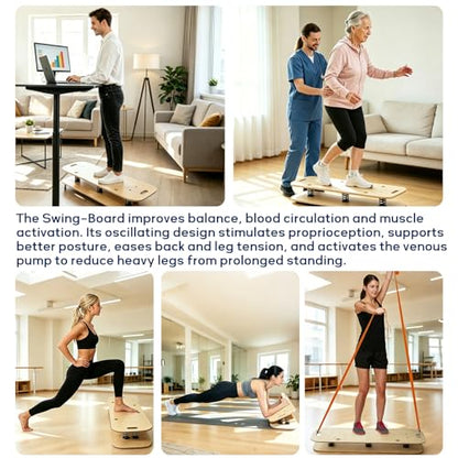 Wooden Balance Board & Wobble Board with Spring System,Adjustable Balance Board for Standing Desk,Stability Trainer for Physical Therapy,Core Strength,Posture Improvement & Home Office Use