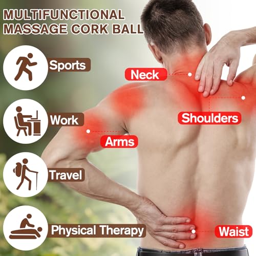 Novabright 100 Pack Cork Massage Ball 1.4 Inch Mini Myofascial Release Pressure Point Ball Lightweight Portable Deep Muscle Tissue Release Tool Acupressure Balls for Muscle Pain Relief, Yoga, Travel