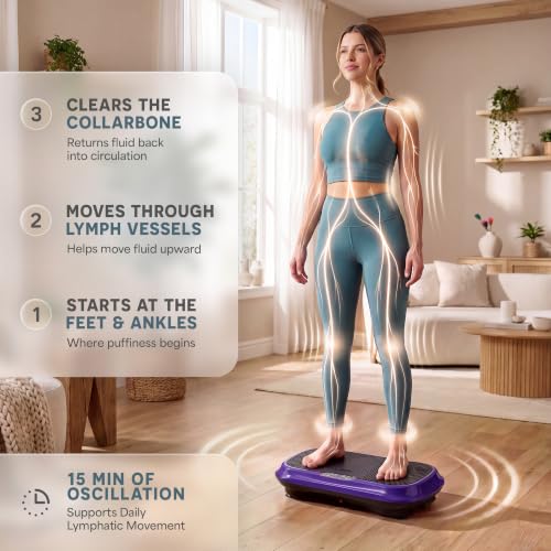 Lifepro Waver Vibration Plate Exercise Machine with 99 Speeds & 10 Presets | Resistance Bands, Non-Slip Surface, 330 lbs Capacity — Vibration Plate for Lymphatic Drainage, Body Toning, Full-Body Workout - color: Purple