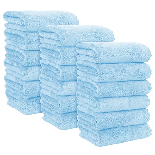 MOONQUEEN 18 Pack Premium Hand Towels - Quick Drying - Microfiber Coral Velvet Highly Absorbent Towels - Multipurpose Use as Hotel, Bathroom, Shower, Spa, Hand Towel 16 x 28 inches (Aquamarine) - color: Aquamarine, size: Hand Towels - 18 Pack