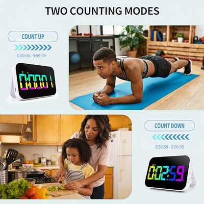 TXL Digital Timer for Classroom, Pomodoro & Kitchen, Rechargeable Magnetic Countdown Timer with Large LED Display, Loud Alarm, 3 Volume Levels, Vibration Mode & 3 Brightness Settings