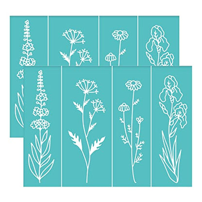 OLYCRAFT 2pcs Silk Screen Printing Stencils Floral Pattern Self Adhesive Mesh Transfers Stencil Reusable Wild Flower Silkscreen Stencils for Printing on Wood T-Shirts - 5.5x7.7 Inch - color: Wild Flower