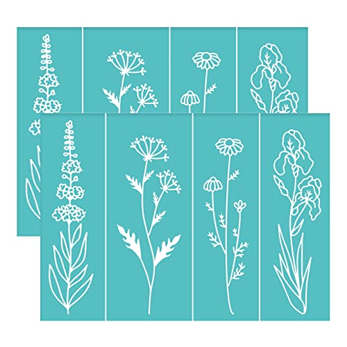 OLYCRAFT 2pcs Silk Screen Printing Stencils Floral Pattern Self Adhesive Mesh Transfers Stencil Reusable Wild Flower Silkscreen Stencils for Printing on Wood T-Shirts - 5.5x7.7 Inch - color: Wild Flower