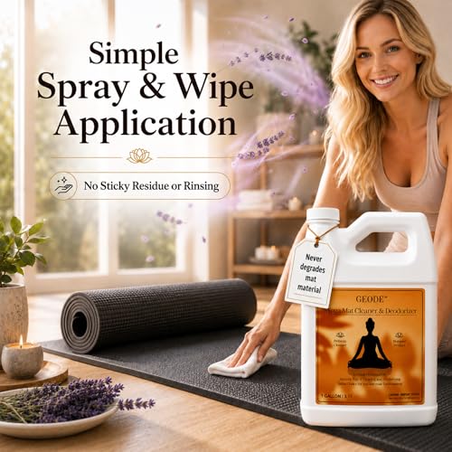 Yoga Mat Cleaner & Deodorizer Spray – Lavender Essential Oil Formula for Yoga Mats, Pilates Reformers & Gym Equipment – Natural No-Residue Workout Mat Cleaner, Non-Toxic Daily Cleaning Spray (128 Oz) - size: 128 Fl Oz (Pack of 1)