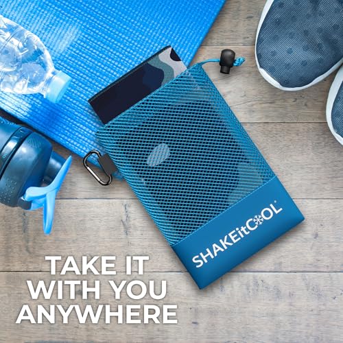 SHAKEitCOOL Extended Size Cooling Towel – Be Cool in Style - Heat Relief, Soft, Lightweight, Sun Protection, Easy Clean - Perfect for Biking, Hiking, Running, Yoga, Golf, Gardening - Blue Ocean M - color: Blue Ocean