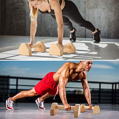Pushup Stands - Wooden Push Up Bars Gym Gear Equipment with Anti-Slid Mat Workout Solid Exercise Women Men Portable Fitness - style: Regular