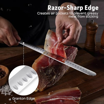 PAUDIN Brisket Knife, 12 Inch Dishwasher Safe Carving Slicing Knife for Meat, Razor Sharp German 1.4116 Steel Smoked Meat Cutter with Non-Slip Ergonomic G10 Handle & Gift Box, Perfect Gifts for Men - color: Brisket Knife - 12 inch