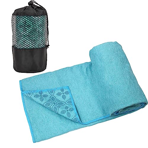 Yoga Towels, Non Slip Hot Yoga Mat Towel with Grip Dots,Super-Absorbent Soft Microfiber Yoga Blanket for Pilates, Fitness and Workout 72inch x 24inch - color: Light Blue