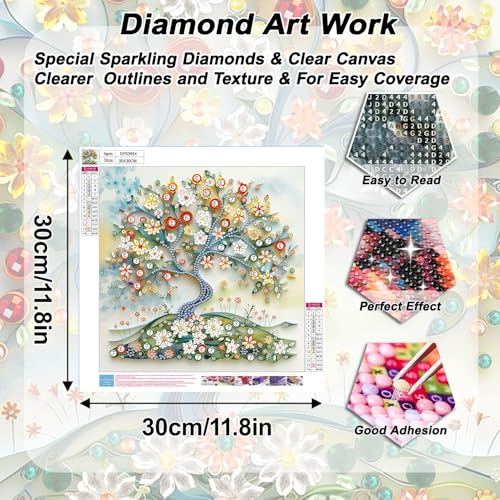 AIBOERL Diamond Art Kits for Adults,Tree Special Shape Diamond Painting | Special Shape Tree Diamond Painting for Beginners DIY Rhinestone 5D Diamond dots(Gemstone Craft)Wall Art Gift 12x12IN - color: DP03954