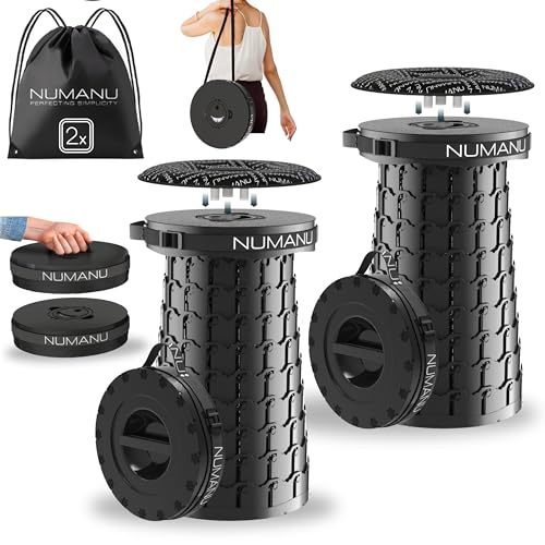 NUMANU XXL Collapsible Stool for Adults 2-Pack, Folding Seat, 1000 lbs - size: 2PK XXLs 19.7" + Cushions & Bags