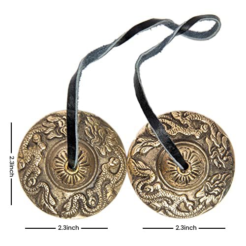 Tingsha Cymbals Bells - Easy To Play - Meditation Mindfulness Chime For Chakra Healing Sound Bath Dharma Gifts Handcrafted Tibetan By Himalayan Bazaar (Dragon Embossed) - color: Dragon