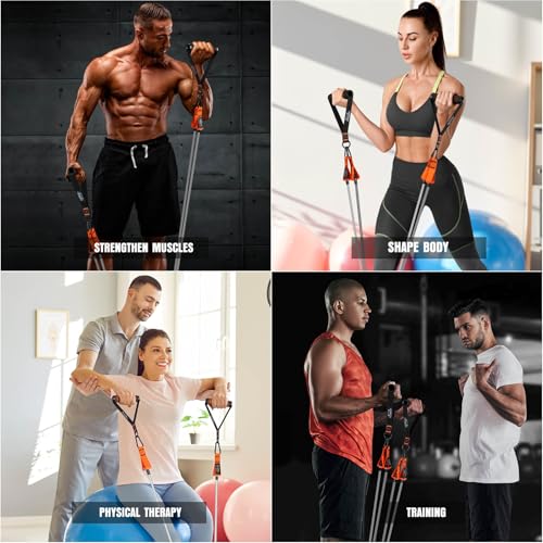Resistance Bands with Handles, 175lb Exercise Bands for Working Out - color: 175LBS Black Orange