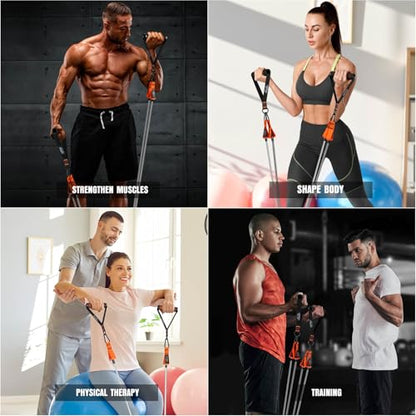 Resistance Bands with Handles, 175lb Exercise Bands for Working Out - color: 175LBS Black Orange