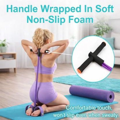 Upgraded Pedal Resistance Bands with Comfort Handle, 6-Tubes Elastic Bands for Exercise, Natural Rubber Resistance, Multifunction Bands for Abdomen, Waist, Core, Arm, Leg, Pilates & Full Body Workout