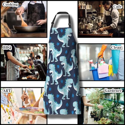 Funny Aprons for Adults Men Dinosaur Man Apron for Kitchen Cooking Restaurant BBQ Painting Crafting Gardening 27” (W) x 31” (H), Waterproof Apron - color: Dinosaur