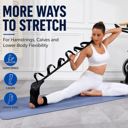 Foot Stretcher for Plantar Fasciitis, Calf & Achilles Leg Stretching Strap | Full foot holder keeps foot aligned for plantar fascia, heel, calf, Achilles, hamstring and ankle stretching