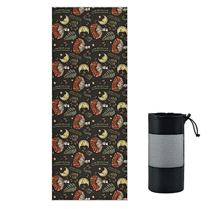 Yoga Mat Towel Retro Mushroom Moon, 73" x 27" - color: Retro Mushroom Moon