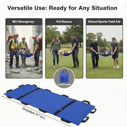 Portable Vet Dog Stretcher Gurney with 12 Rubber Handles, 400 lbs - color: Blue, size: One-Pack
