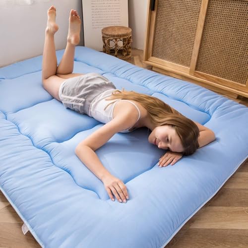 MAXYOYO Japanese Floor Mattress 4" Thick Full Size Foldable Futon Mattress - color: Dusty Blue, size: Full