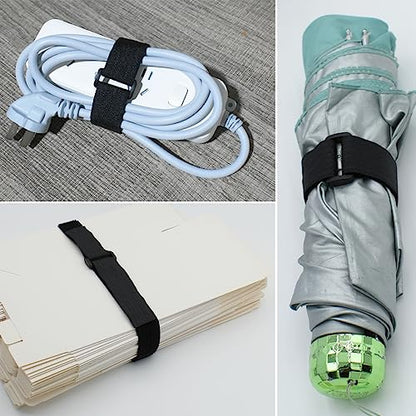 YiwerDer 1"x20FT Hook and Loop Straps, with 30 Plastic Buckles, Adjustable Fastening Cable Straps, Cut-to-Length Cinch Strap, Reusable Nylon Securing Cord Ties for Organizer or Storage - Black - style: 20FTx 1Inch