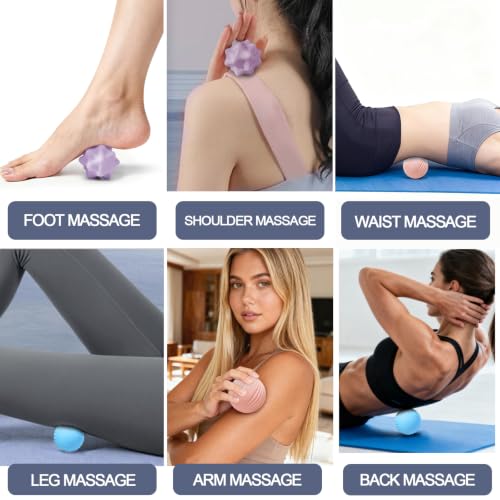 Silicone Massage Ball Set for Myofascial Release | Lacrosse Massage Balls for Trigger Point & Deep Tissue Therapy, Muscle Knots, Plantar Fasciitis & Muscle Soreness Relief - style: Silicone Massage Ball Set for yoga
