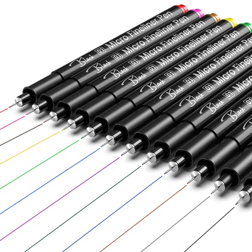 SAKEYR Point Micro Pens, 12 Colored 0.25mm Extra Fine Fineliner Pens, Quick-Dry Waterproof Ink, No Bleed-Through for Journaling, Bible Journaling, Planner, Sketching, Drawing, Note Taking