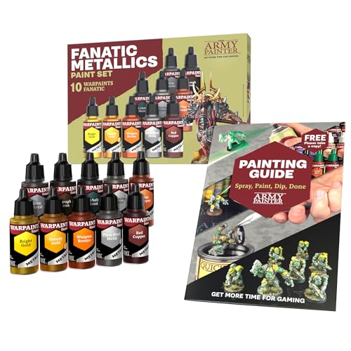 The Army Painter, Warpaints Fanatic Metallics Paint Set, 10 x 18 ml | 10 Acrylic Metal Paints incl. Gold, Copper, Metal, Bronze & Silver, for Miniature Model Painting, Dnd & Warhammer