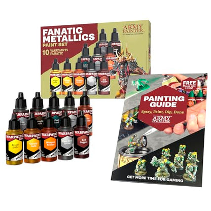 The Army Painter, Warpaints Fanatic Metallics Paint Set, 10 x 18 ml | 10 Acrylic Metal Paints incl. Gold, Copper, Metal, Bronze & Silver, for Miniature Model Painting, Dnd & Warhammer