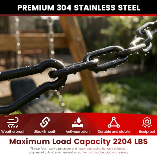 sprookber 25" Hanging Swing Chain,1000 lb Capacity,6 mm 304 Stainless Steel - color: Black, size: 1 PACK 25inch
