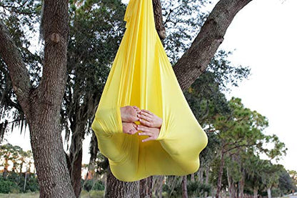 F.Life Aerial Silk Yoga Hammock & Swing for yoga Inversion,Strength training,starter hardware kit - color: yellow