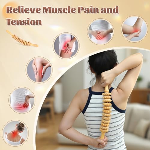 Curved Wood Therapy Massage Roller Tools,Wooden Lymphatic Drainage Massager,Cellulite Massage Tool & Muscle Roller Stick for Cellulite Reduction,Muscle Tension and Body Shaping