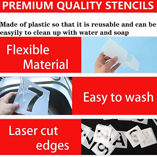 YEAJON 3 Inch Letter Stencils and Numbers, 36 Pcs Alphabet Art Craft Stencils, Reusable Plastic Templates for Wood, Wall, Fabric, Rock, Signage, DIY Art Projects - size: 3 Inch